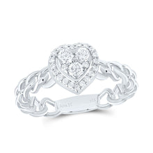 Load image into Gallery viewer, 14K White Gold Diamond Heart Designer Ring 3/8 Cttw - Splendid Jewellery
