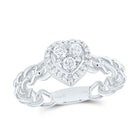 14K White Gold Diamond Heart Designer Ring 3/8 Cttw - Splendid Jewellery