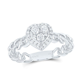 14K White Gold Diamond Heart Designer Ring 3/8 Cttw - Splendid Jewellery