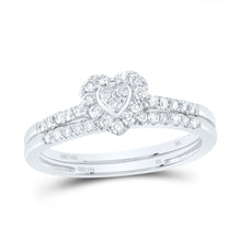 Load image into Gallery viewer, 14K White Gold Diamond Heart Single Halo Bridal Set 1/3 Cttw - Splendid Jewellery