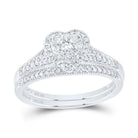 14K White Gold Diamond Heart Single Halo Bridal Set 3/8 Cttw - Splendid Jewellery