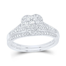 Load image into Gallery viewer, 14K White Gold Diamond Heart Single Halo Bridal Set 3/8 Cttw - Splendid Jewellery