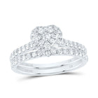14K White Gold Diamond Heart Single Halo Bridal Set 7/8 Cttw - Splendid Jewellery