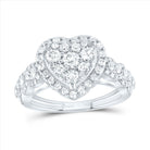 14K White Gold Diamond Heart Single Halo Engaement Ring 1 1/3 Cttw - Splendid Jewellery
