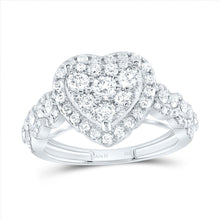 Load image into Gallery viewer, 14K White Gold Diamond Heart Single Halo Engaement Ring 1 1/3 Cttw - Splendid Jewellery