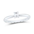 14K White Gold Diamond I1 Ij Emerlad Solitaire Ring 1/4 Cttw - Splendid Jewellery