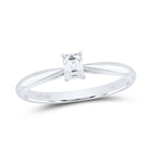 14K White Gold Diamond I1 Ij Emerlad Solitaire Ring 1/4 Cttw - Splendid Jewellery