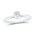 14K White Gold Diamond I1 Ij Oval Solitaire Ring 1/4 Cttw - Splendid Jewellery
