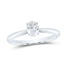 Load image into Gallery viewer, 14K White Gold Diamond I1 Ij Oval Solitaire Ring 1/4 Cttw - Splendid Jewellery