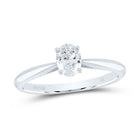 14K White Gold Diamond I1 Ij Oval Solitaire Ring 1/4 Cttw - Splendid Jewellery