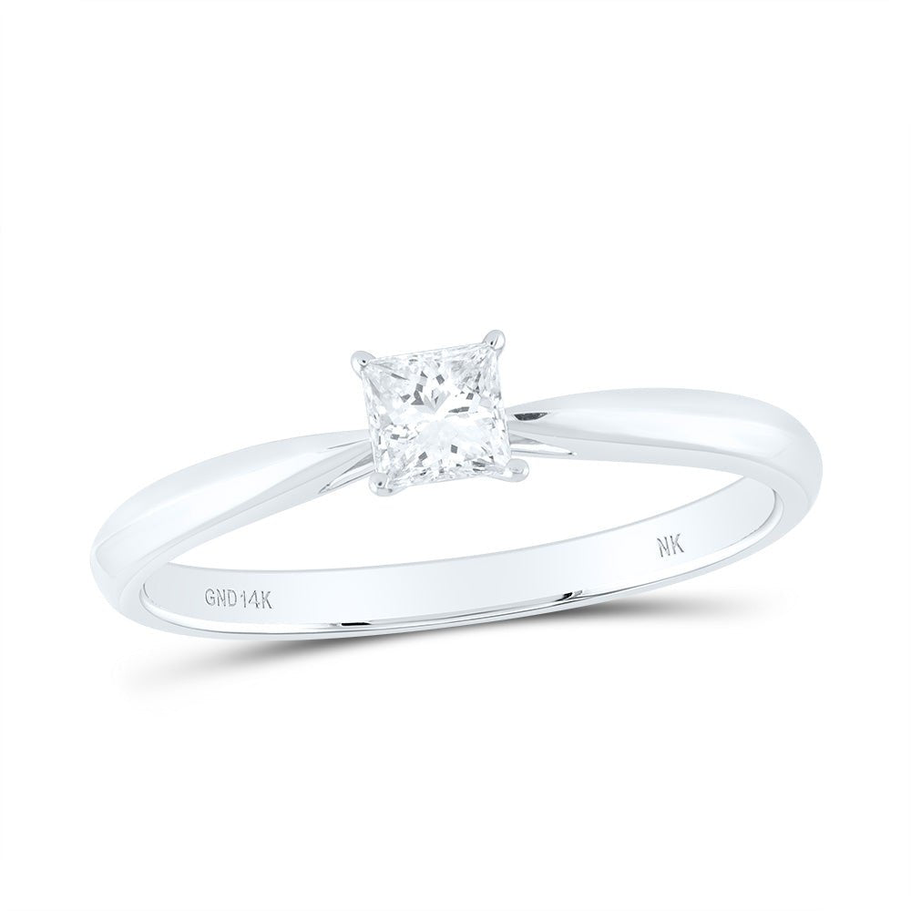 14K White Gold Diamond I1 Ij Princess Solitaire Ring 1/4 Cttw - Splendid Jewellery
