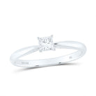 14K White Gold Diamond I1 Ij Princess Solitaire Ring 1/4 Cttw - Splendid Jewellery