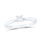 14K White Gold Diamond I1 Ij Princess Solitaire Ring 1/4 Cttw - Splendid Jewellery
