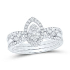 14K White Gold Diamond Marquise Designer Ring 1/2 Cttw - Splendid Jewellery