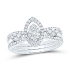 14K White Gold Diamond Marquise Designer Ring 1/2 Cttw - Splendid Jewellery