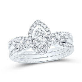 14K White Gold Diamond Marquise Designer Ring 1/2 Cttw - Splendid Jewellery