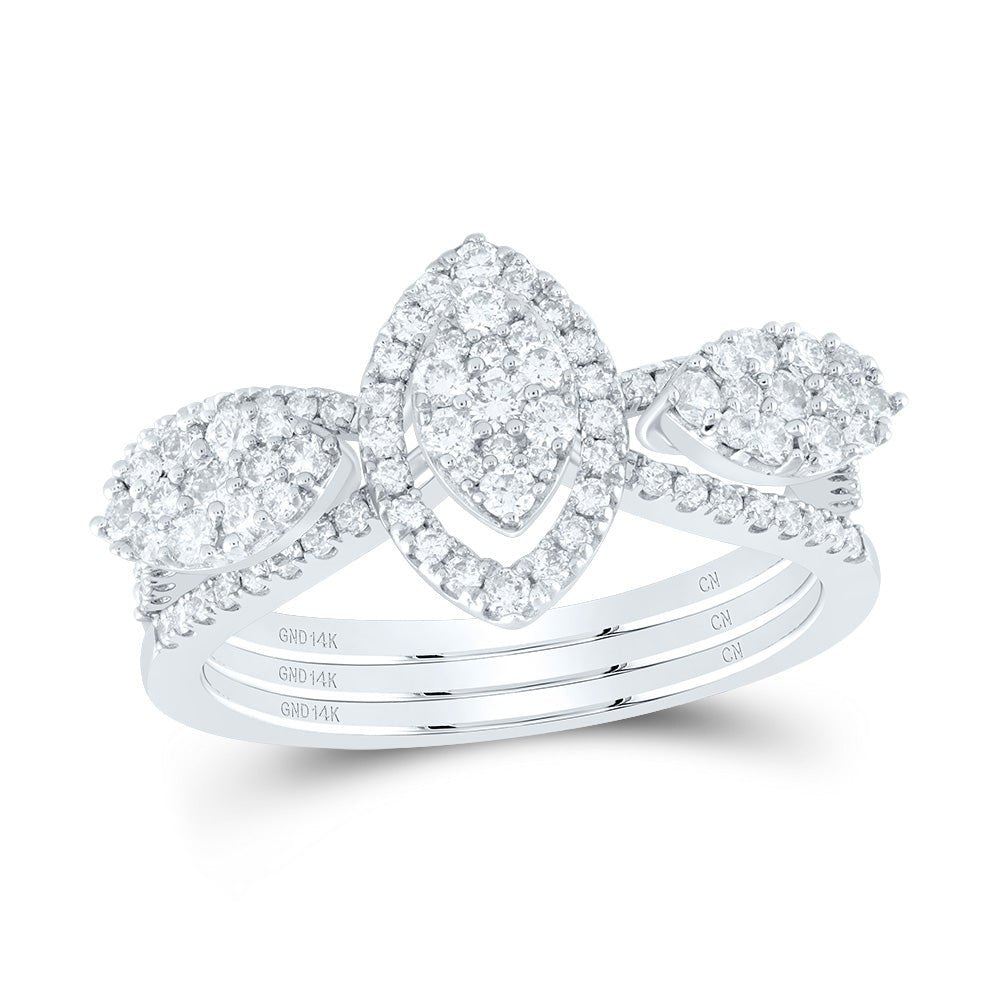 14K White Gold Diamond Marquise Designer Ring 7/8 Cttw - Splendid Jewellery
