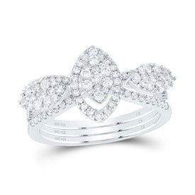 14K White Gold Diamond Marquise Designer Ring 7/8 Cttw - Splendid Jewellery