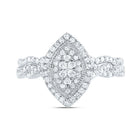 14K White Gold Diamond Marquise Double Halo Bridal Set 1/2 Cttw - Splendid Jewellery