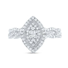 14K White Gold Diamond Marquise Double Halo Bridal Set 1/2 Cttw - Splendid Jewellery