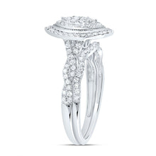 Load image into Gallery viewer, 14K White Gold Diamond Marquise Double Halo Bridal Set 1/2 Cttw - Splendid Jewellery