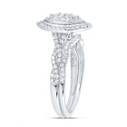 14K White Gold Diamond Marquise Double Halo Bridal Set 1/2 Cttw - Splendid Jewellery