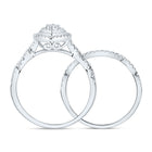 14K White Gold Diamond Marquise Double Halo Bridal Set 1/2 Cttw - Splendid Jewellery