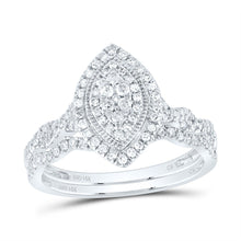 Load image into Gallery viewer, 14K White Gold Diamond Marquise Double Halo Bridal Set 1/2 Cttw - Splendid Jewellery