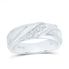 14K White Gold Diamond Men's Machine Set Band 1/4 Cttw - Splendid Jewellery