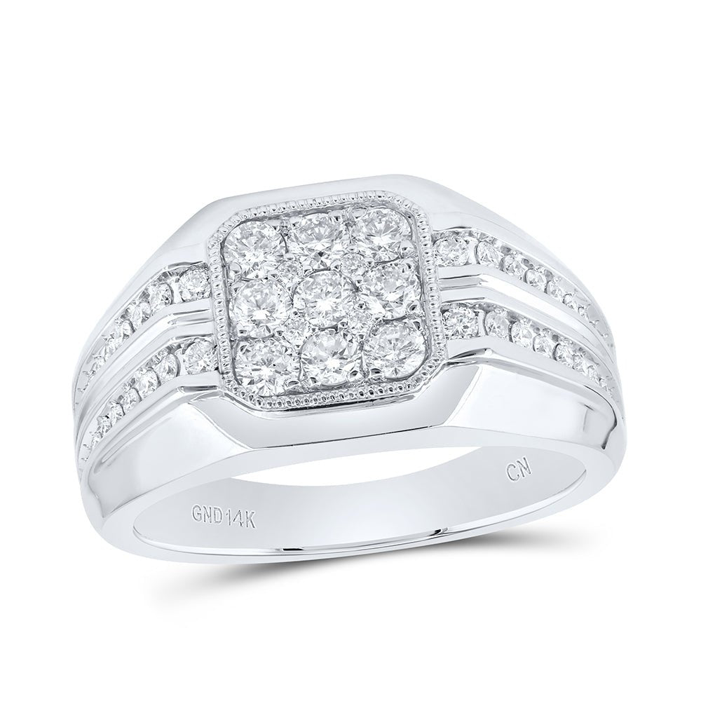 14K White Gold Diamond Men's Ring 1 Cttw - Splendid Jewellery