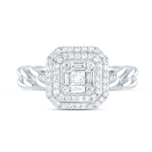 Load image into Gallery viewer, 14K White Gold Diamond Octagon Designer Ring 1/2 Cttw - Splendid Jewellery