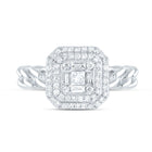 14K White Gold Diamond Octagon Designer Ring 1/2 Cttw - Splendid Jewellery
