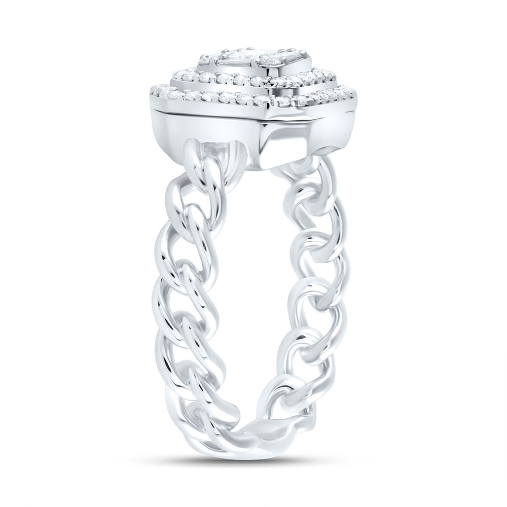 14K White Gold Diamond Octagon Designer Ring 1/2 Cttw - Splendid Jewellery