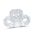 14K White Gold Diamond Octagon Designer Ring 1/2 Cttw - Splendid Jewellery