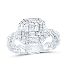 Load image into Gallery viewer, 14K White Gold Diamond Octagon Designer Ring 1/2 Cttw - Splendid Jewellery