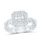 14K White Gold Diamond Octagon Designer Ring 1/2 Cttw - Splendid Jewellery