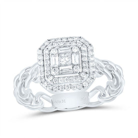 14K White Gold Diamond Octagon Designer Ring 1/2 Cttw - Splendid Jewellery