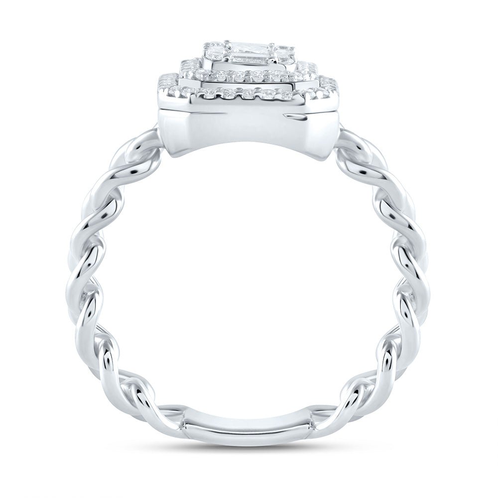 14K White Gold Diamond Octagon Designer Ring 1/2 Cttw - Splendid Jewellery