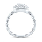 14K White Gold Diamond Octagon Designer Ring 1/2 Cttw - Splendid Jewellery