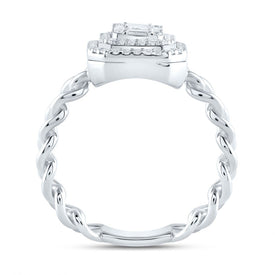 14K White Gold Diamond Octagon Designer Ring 1/2 Cttw - Splendid Jewellery