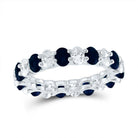 14K White Gold Diamond Oval Blue Sapphire Gemstone Ring 1 1/2 Cttw - Splendid Jewellery