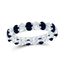 Load image into Gallery viewer, 14K White Gold Diamond Oval Blue Sapphire Gemstone Ring 1 1/2 Cttw - Splendid Jewellery