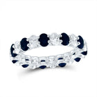14K White Gold Diamond Oval Blue Sapphire Gemstone Ring 1 1/2 Cttw - Splendid Jewellery