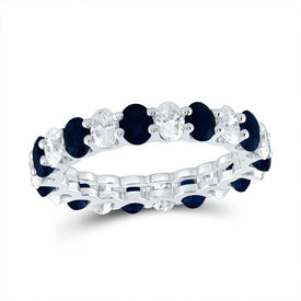14K White Gold Diamond Oval Blue Sapphire Gemstone Ring 1 1/2 Cttw - Splendid Jewellery