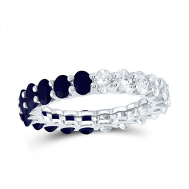 14K White Gold Diamond Oval Blue Sapphire Gemstone Ring 1 1/2 Cttw - Splendid Jewellery