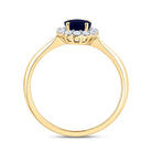 14K White Gold Diamond Oval Blue Sapphire Gemstone Ring 1/4 Cttw - Splendid Jewellery