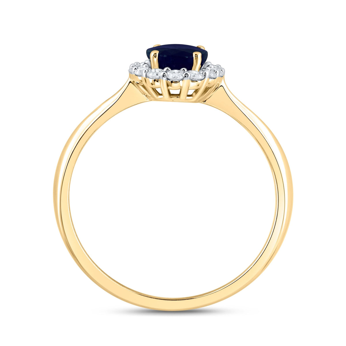 14K White Gold Diamond Oval Blue Sapphire Gemstone Ring 1/4 Cttw - Splendid Jewellery