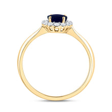 Load image into Gallery viewer, 14K White Gold Diamond Oval Blue Sapphire Gemstone Ring 1/4 Cttw - Splendid Jewellery