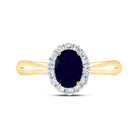 14K White Gold Diamond Oval Blue Sapphire Gemstone Ring 1/4 Cttw - Splendid Jewellery