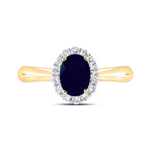 Load image into Gallery viewer, 14K White Gold Diamond Oval Blue Sapphire Gemstone Ring 1/4 Cttw - Splendid Jewellery